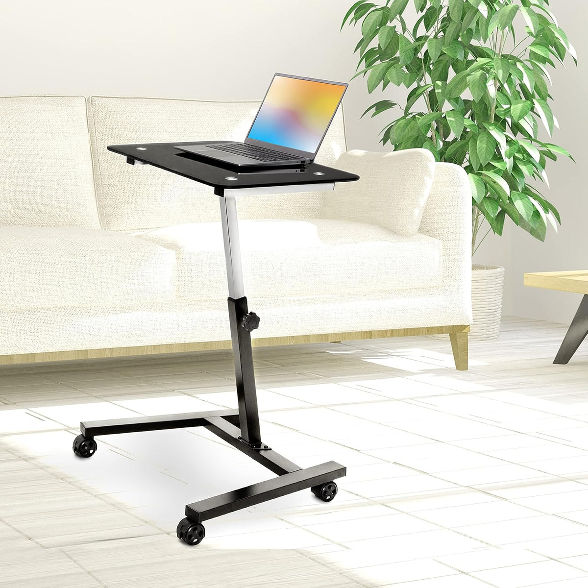 Black Height Adjustable Mobile Laptop Desk Cart T206197