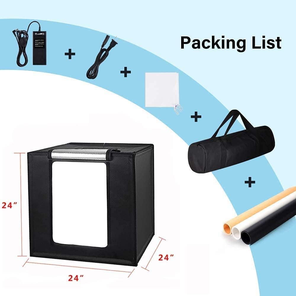 Portable Foldable 24 x 24 Inch Photo Studio Light Box Kit with LED Lights and 6 Color Backdrops O7535