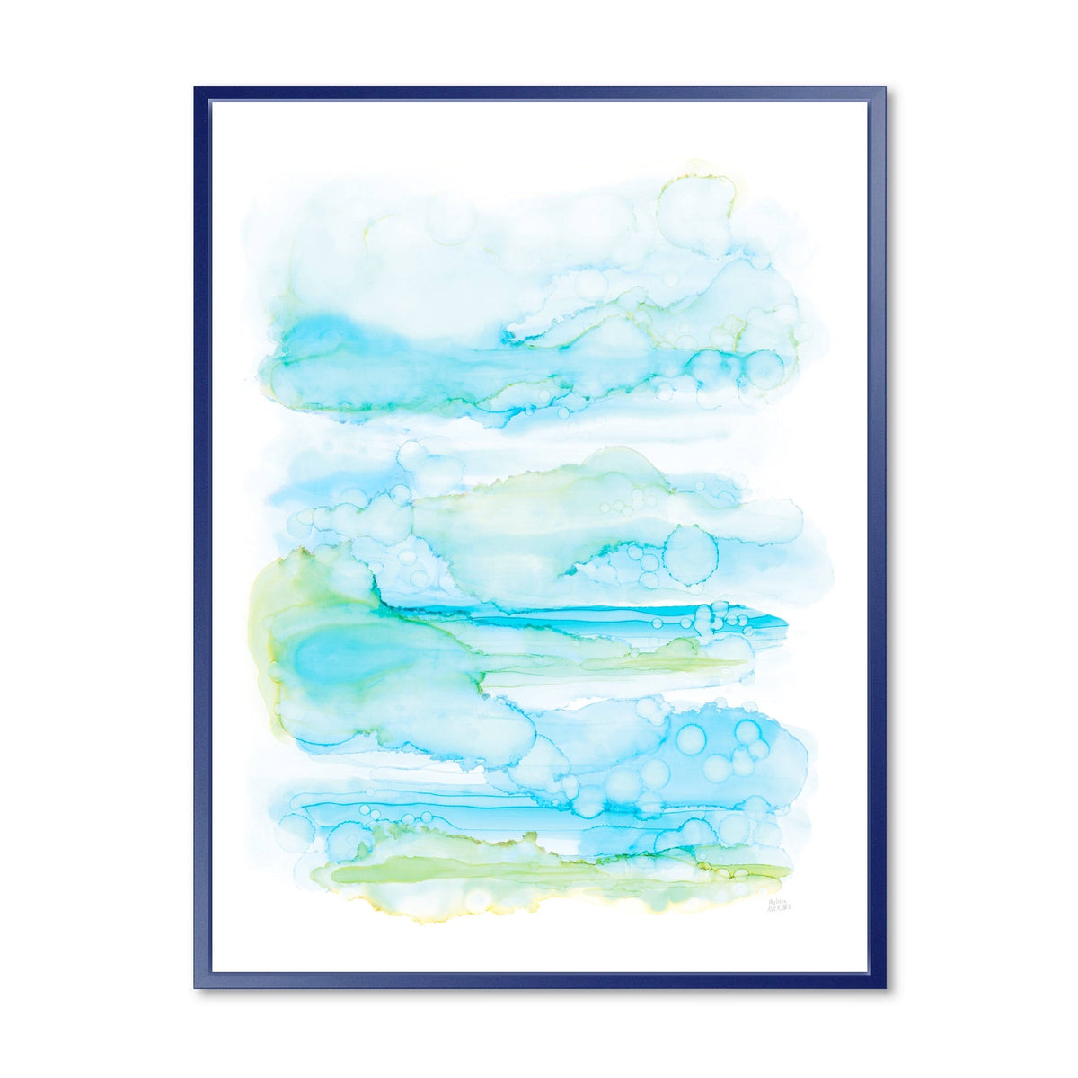 Abstract Blue and Green Framed Canvas 16 in. Wide x 32 in. High S773
