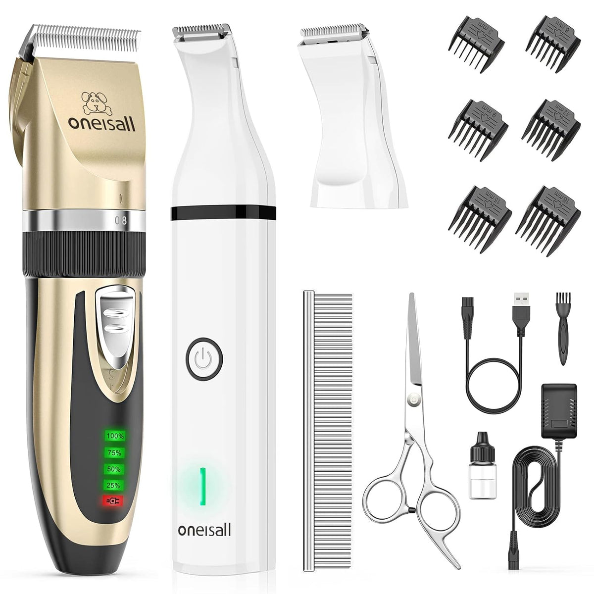2 in 1 Low Noise Cordless Dog Clippers and Paw Trimmer Kit M27444