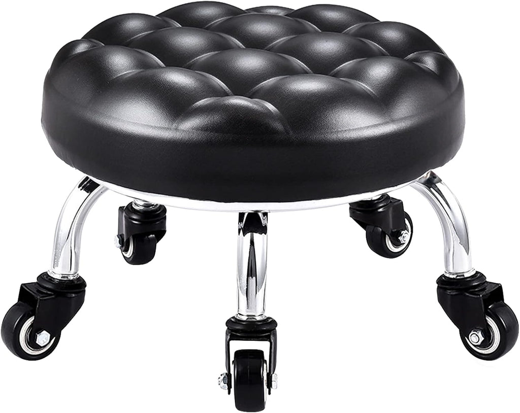 Low Rolling Stool with Wheels Mesh Black A9186
