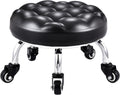Low Rolling Stool with Wheels Mesh Black A9186