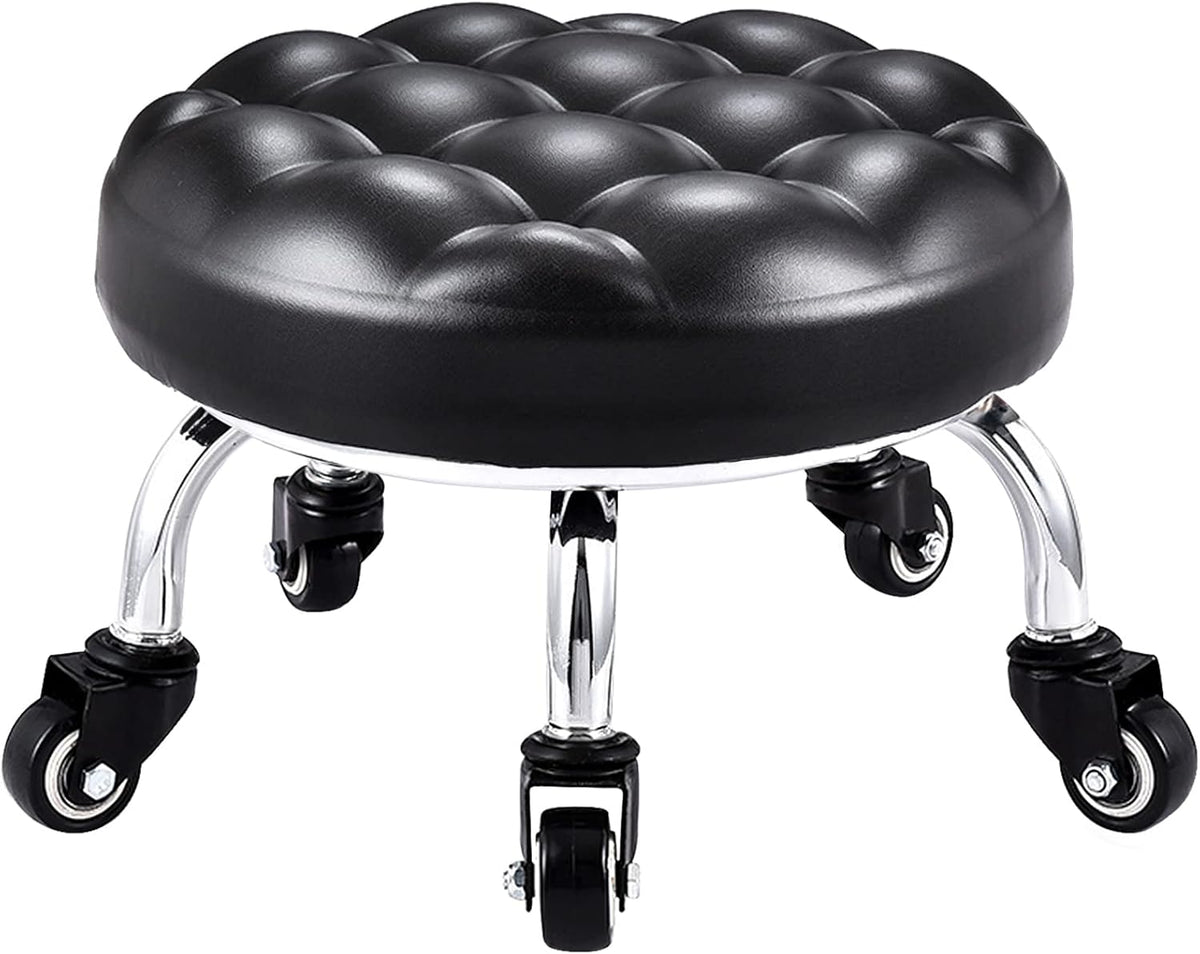Low Rolling Stool with Wheels Mesh Black A9186