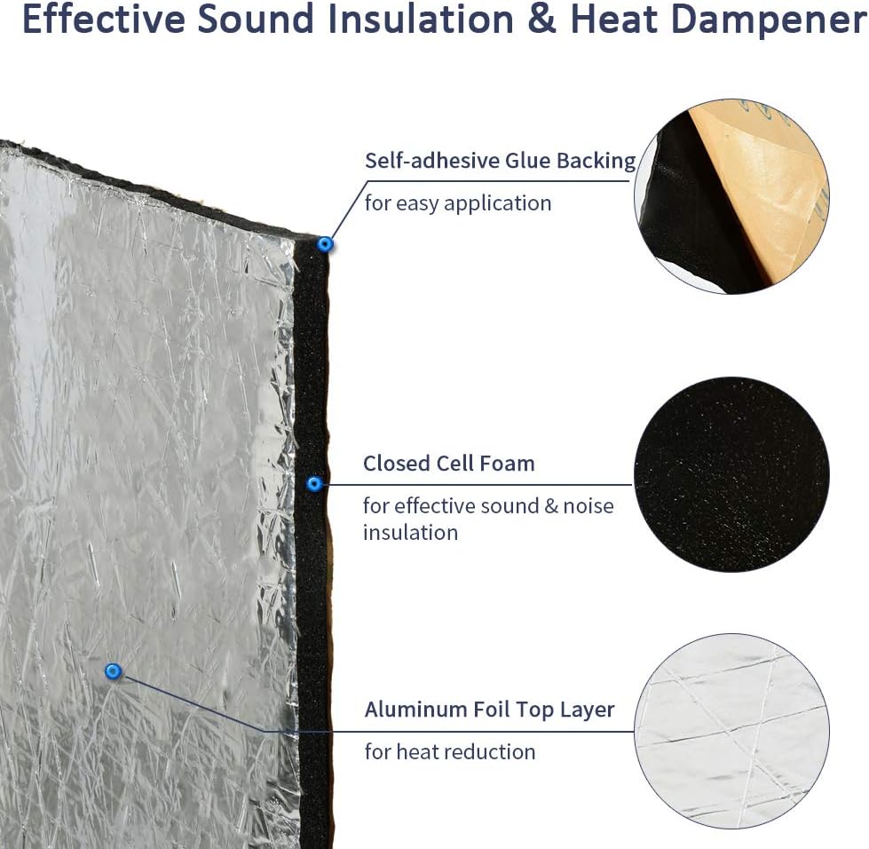 21 sqft Self-Adhesive Closed Cell PE Foam Sound Deadener Mat Pack of 2 J82255