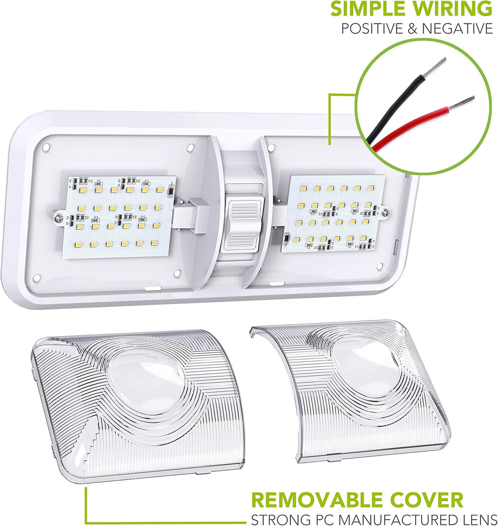 5 Pack LED Ceiling Double Dome Light Fixture with ON/OFF Switch 12V Natural White R8817