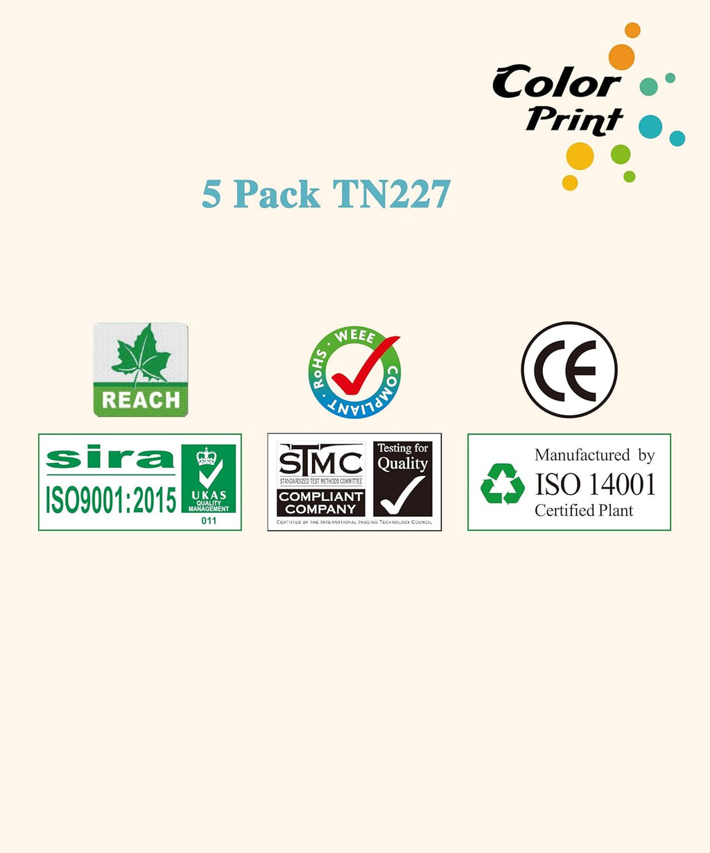 Compatible TN227 Toner Cartridge Replacement 5-Pack K102027