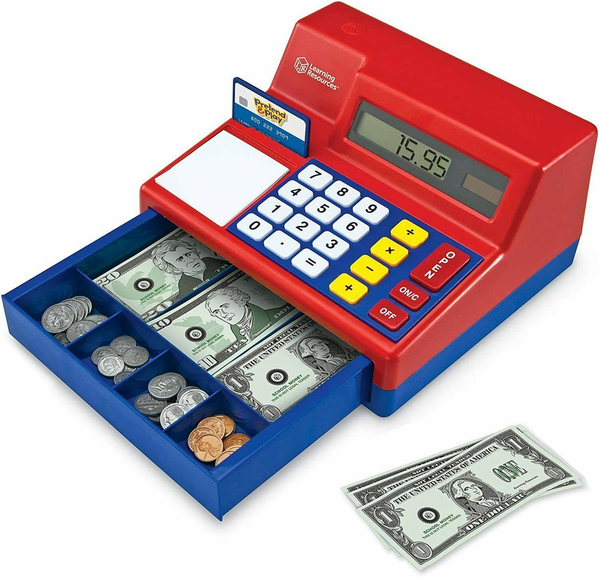 Pretend & Play Calculator Cash Register, 73 Pieces W40227