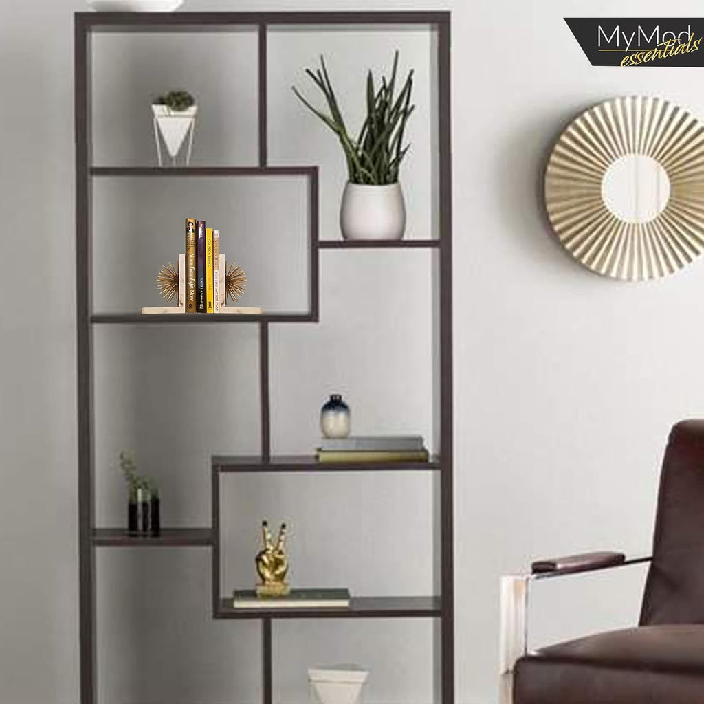 Gold Starburst Metal and Marble Decorative Bookend Set G1121