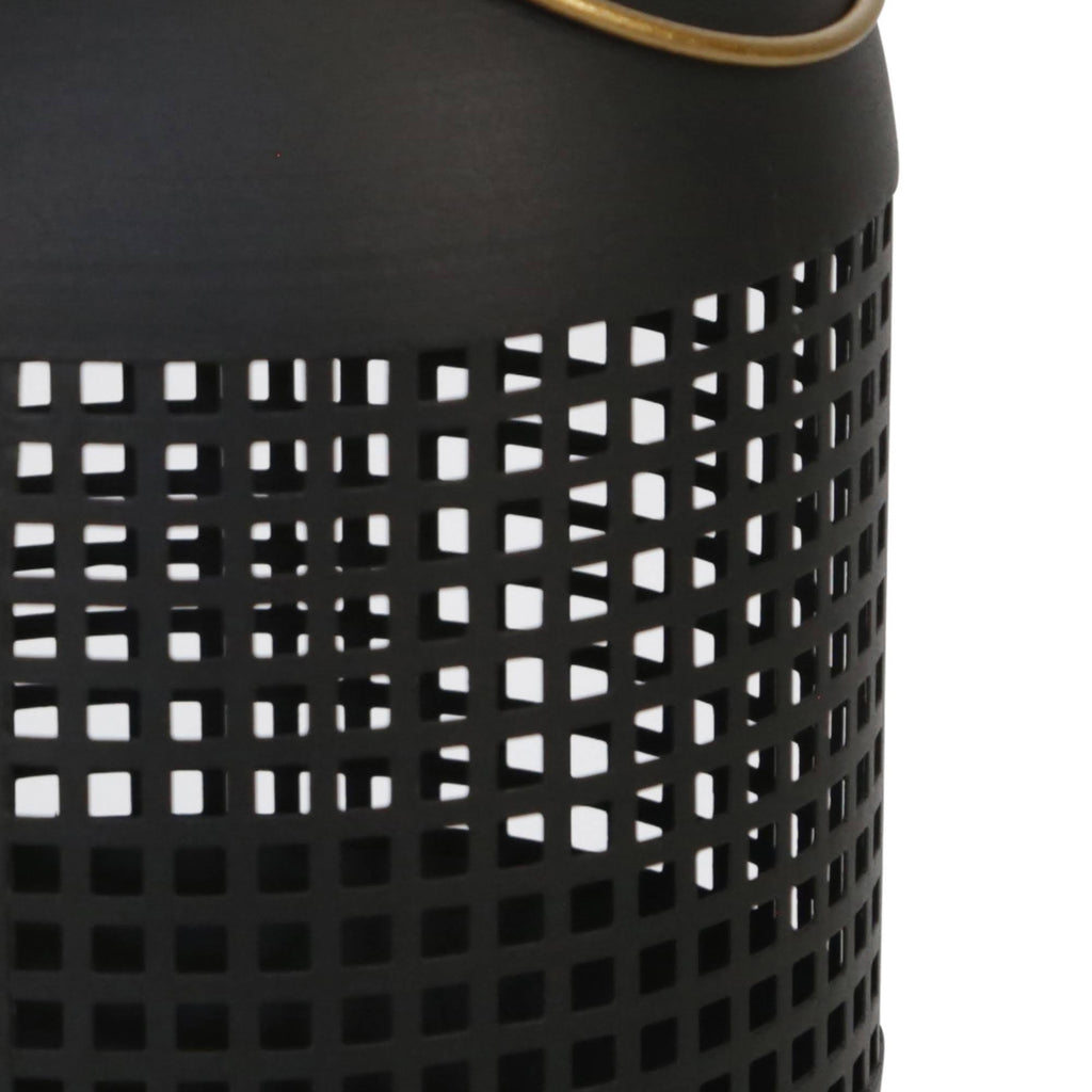 13 Inches Caged Metal Frame Lantern with Handle J724553