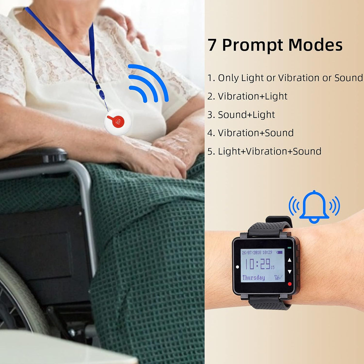 Wireless Caregiver Pager with 2 SOS Call Buttons Z96774