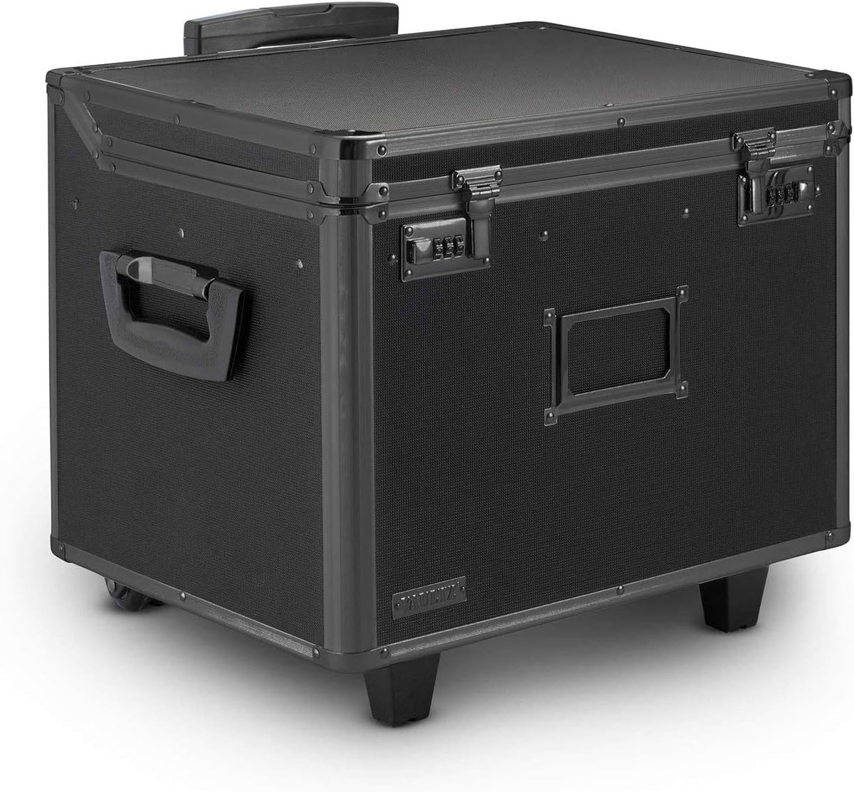 Locking Mobile Rolling File Storage Chest, Letter/Legal Wheelie Case, Black/White Stripes F4717