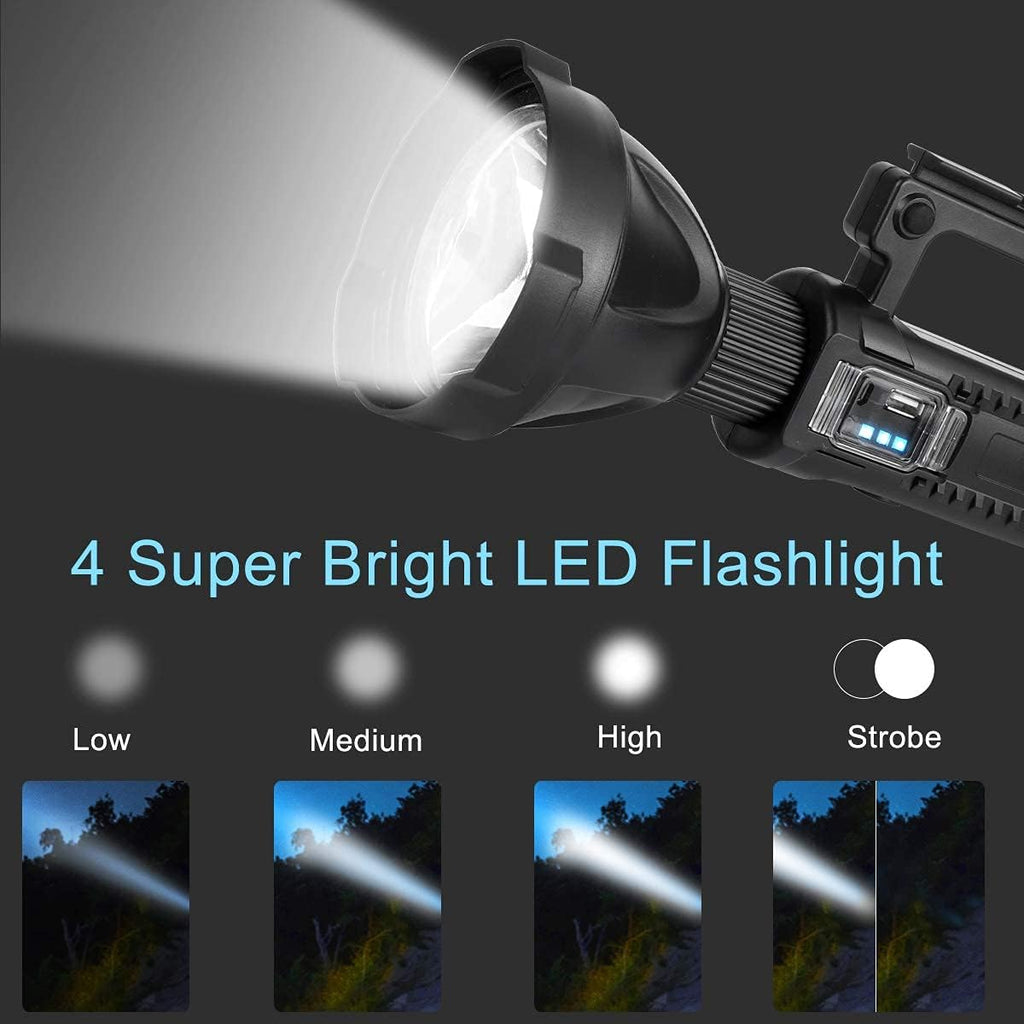 Rechargeable LED Spotlight Flashlight 90000 High Lumens IPX5 Waterproof with Tripod U877395