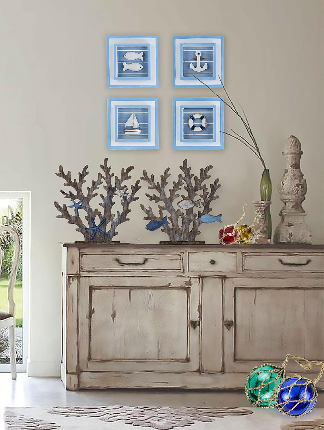 Coral Decor Beach Decor Centerpiece Set of 2 Pack F92090
