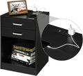 Black Nightstand with USB Port and Sliding Drawer C907
