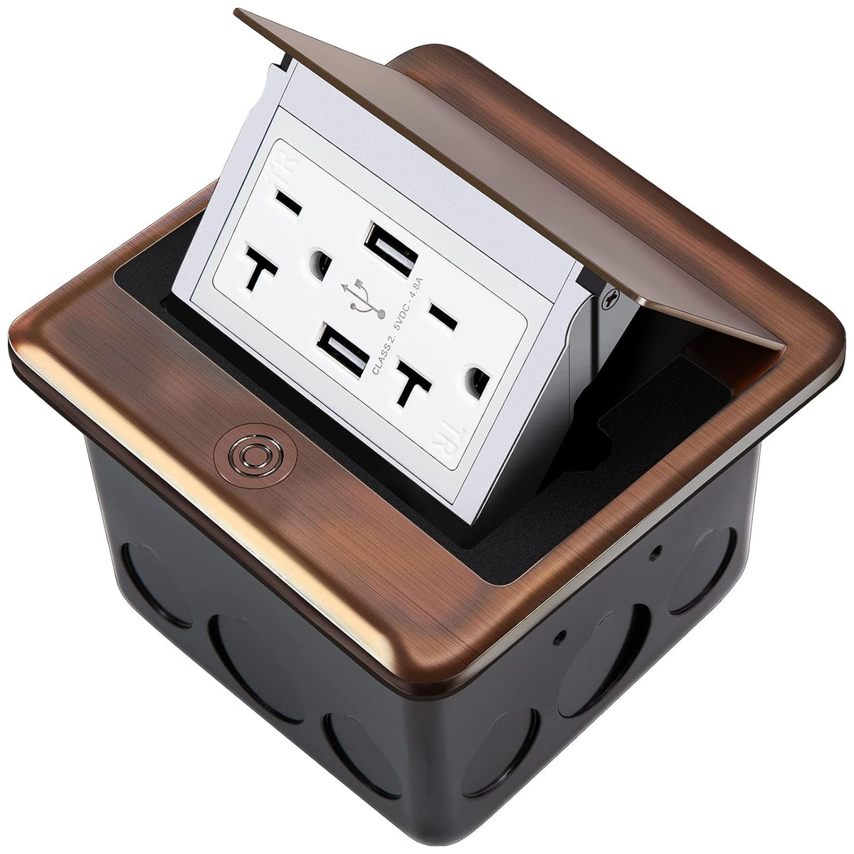 Pop Up Floor Electrical Outlet Stainless Steel Box Kit 20A GFCI Receptacle J728120