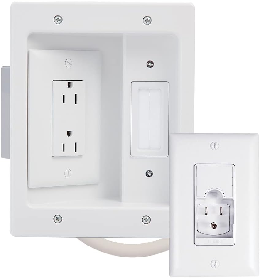 White Recessed In Wall TV Power Kit N589833