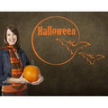 Halloween Bats and Moon Wall Decal Red 39in x 25in B117