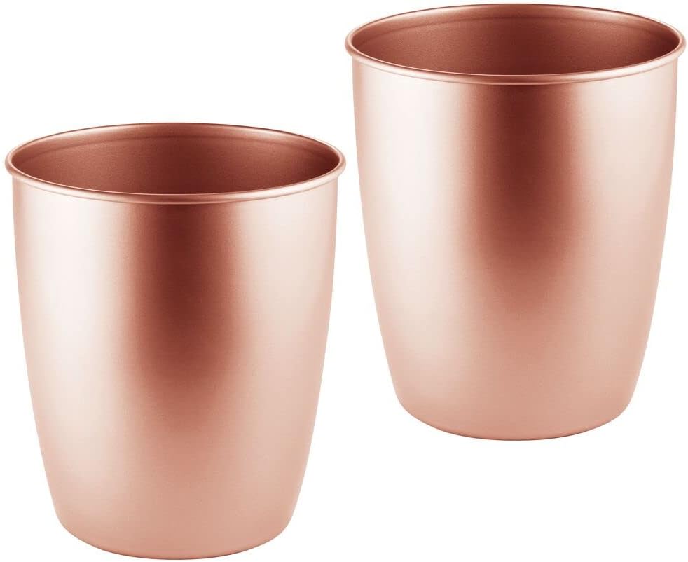 Round Metal Small Trash Can Wastebasket Bin 2 Pack Bronze R655