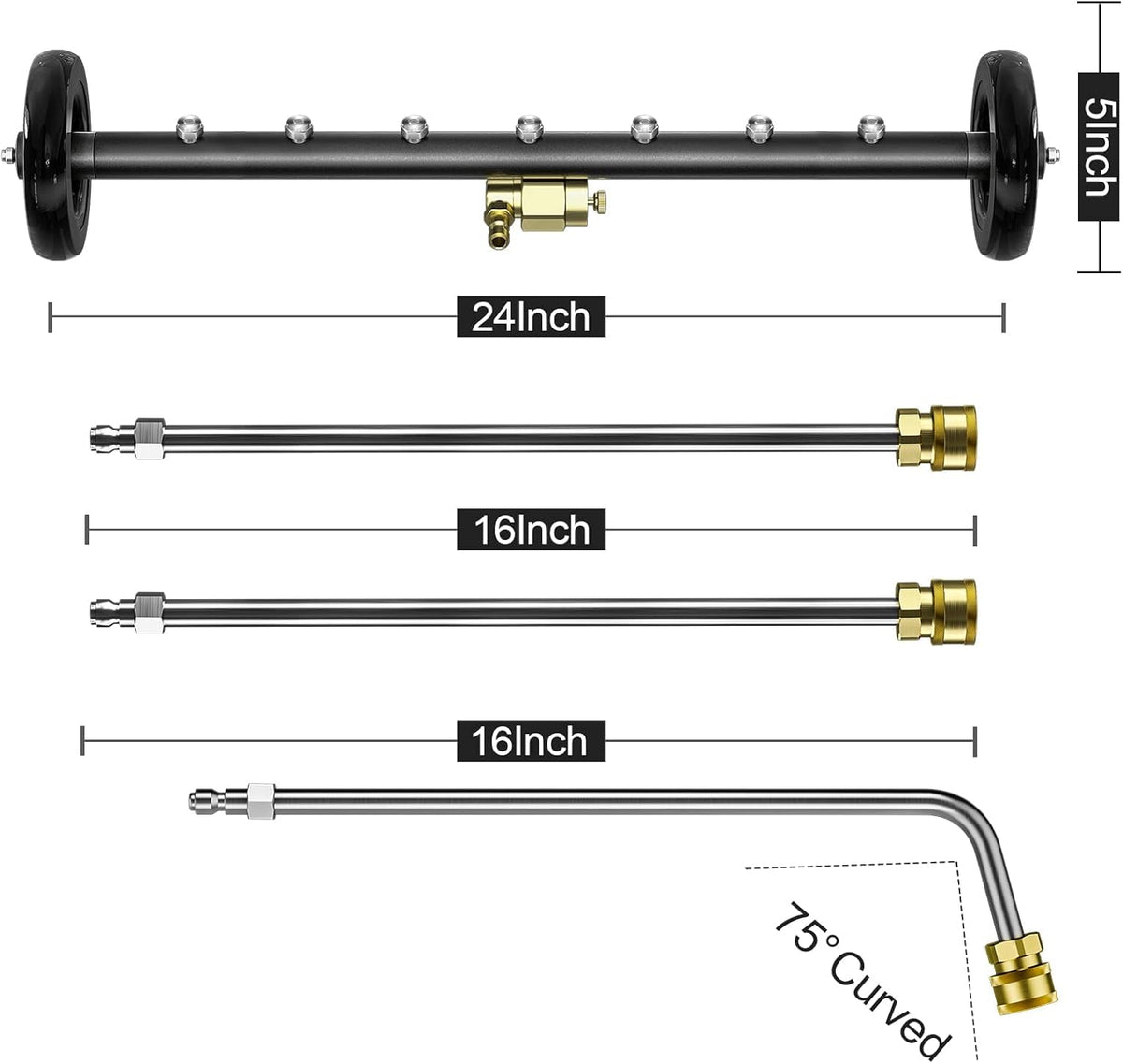 24 Inch Pressure Washer Water Broom with 3 Extension Wand S53748