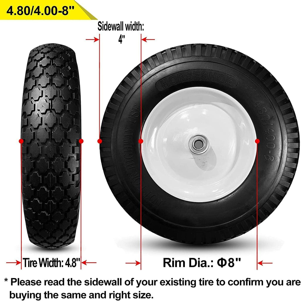 4.80/4.00-8 Solid Flat-Free Wheelbarrow Tire On Wheel L1558