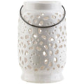 Ivory White Ceramic Pillar Candle Holder Lantern D24952