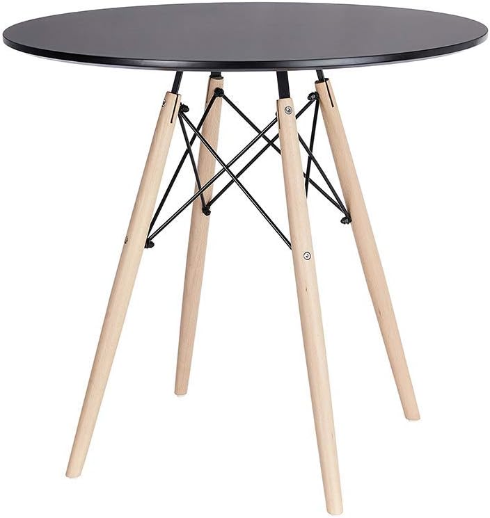 White Round Side Table with Beech Wood Legs I763209