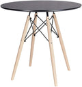 White Round Side Table with Beech Wood Legs I763209