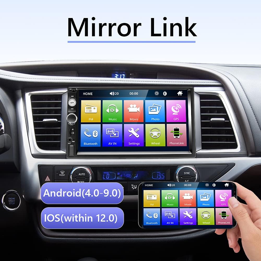 Double Din Car Stereo with Bluetooth, 7 Inch Touch Screen Car Radio MP5 Player with Backup Camera F67855