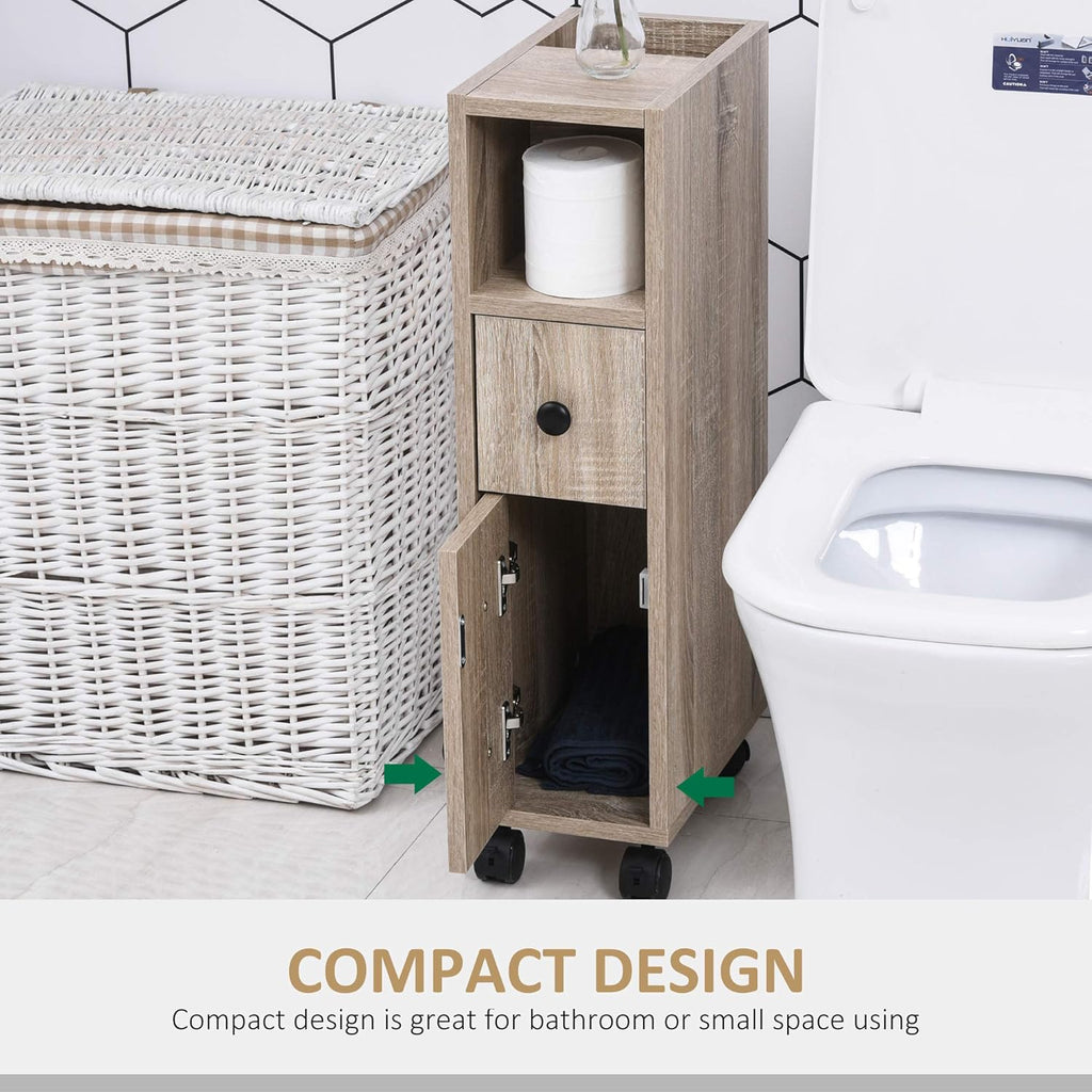 Freestanding Bathroom Cabinet with 4 Rolling Wheels K87452