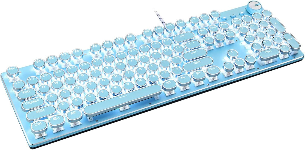 Pink Mechanical Gaming Keyboard White LED Backlit Blue Switch Wired USB V232