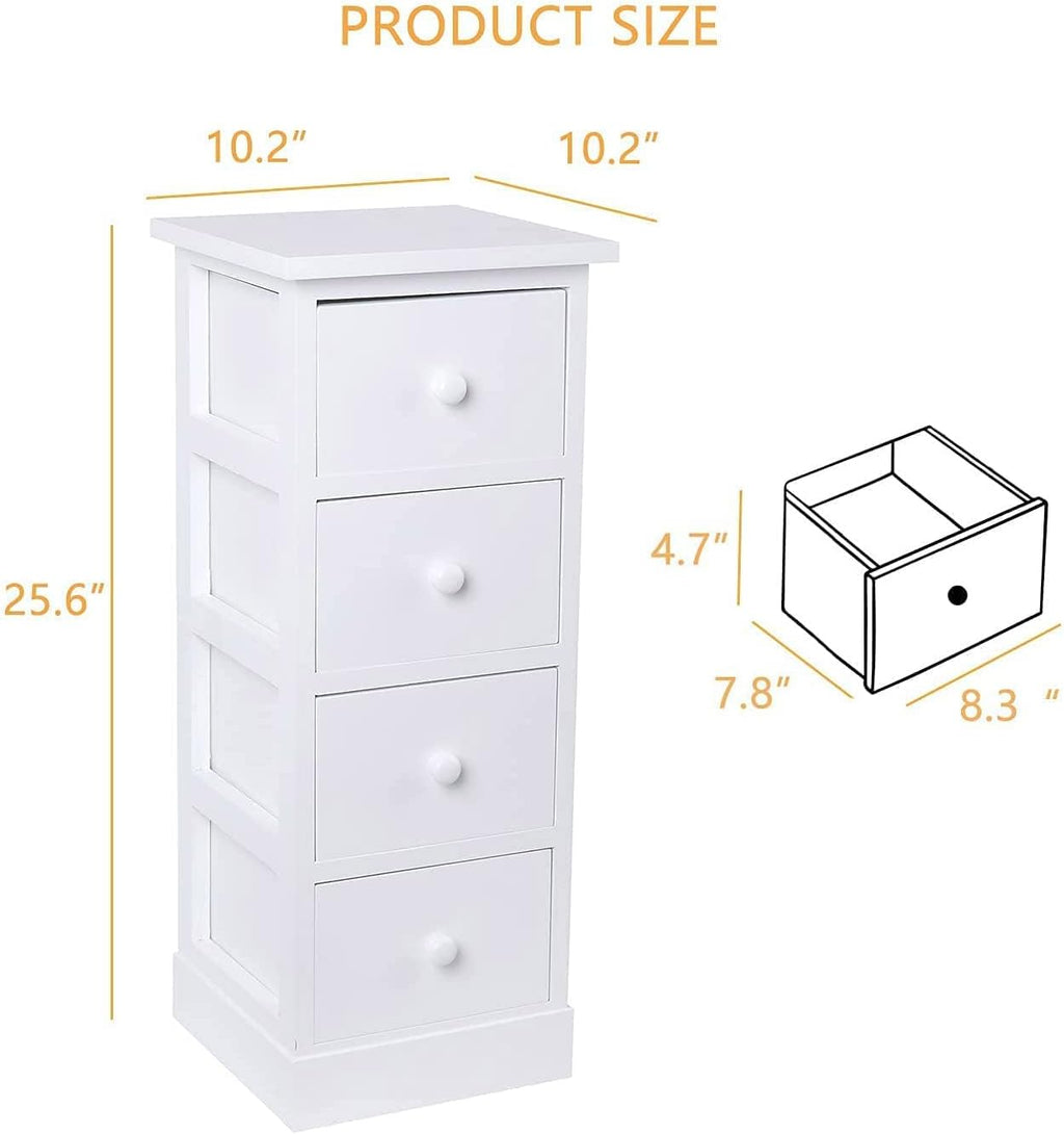 White 4 Drawer Wooden Bathroom Storage Cabinet Q438
