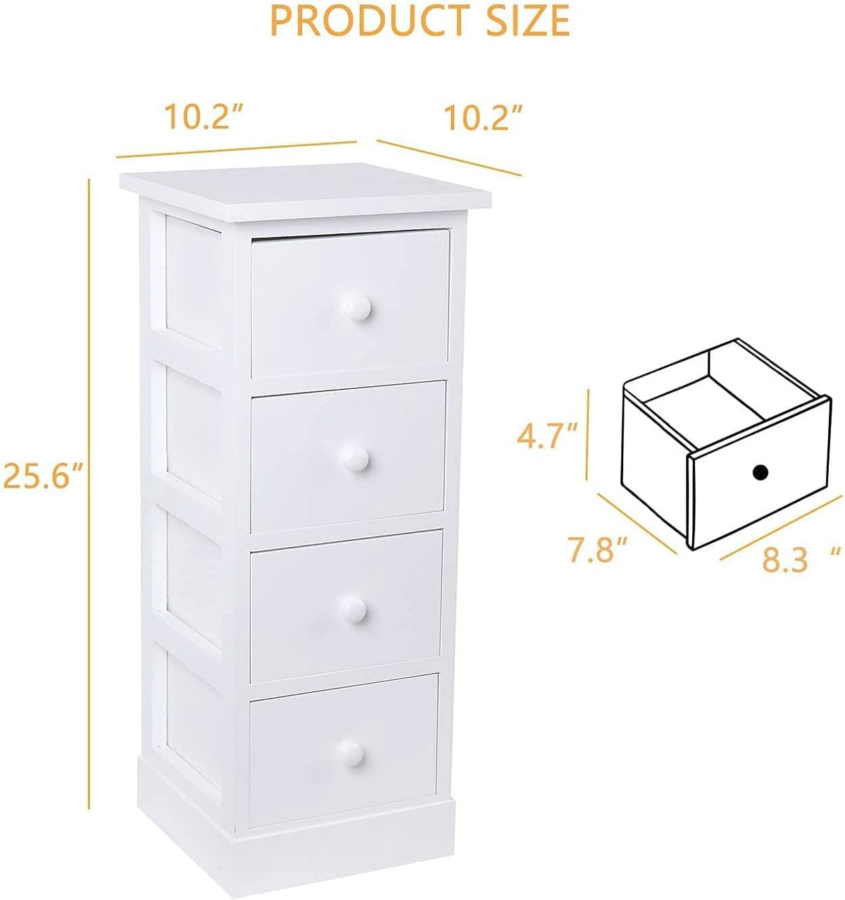 White 4 Drawer Wooden Bathroom Storage Cabinet Q438