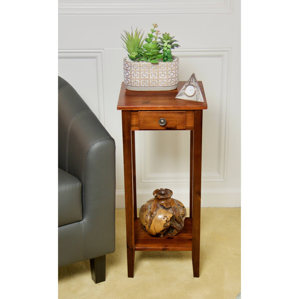 2-Tier Acacia Wood Plant Table with Drawer Y24181