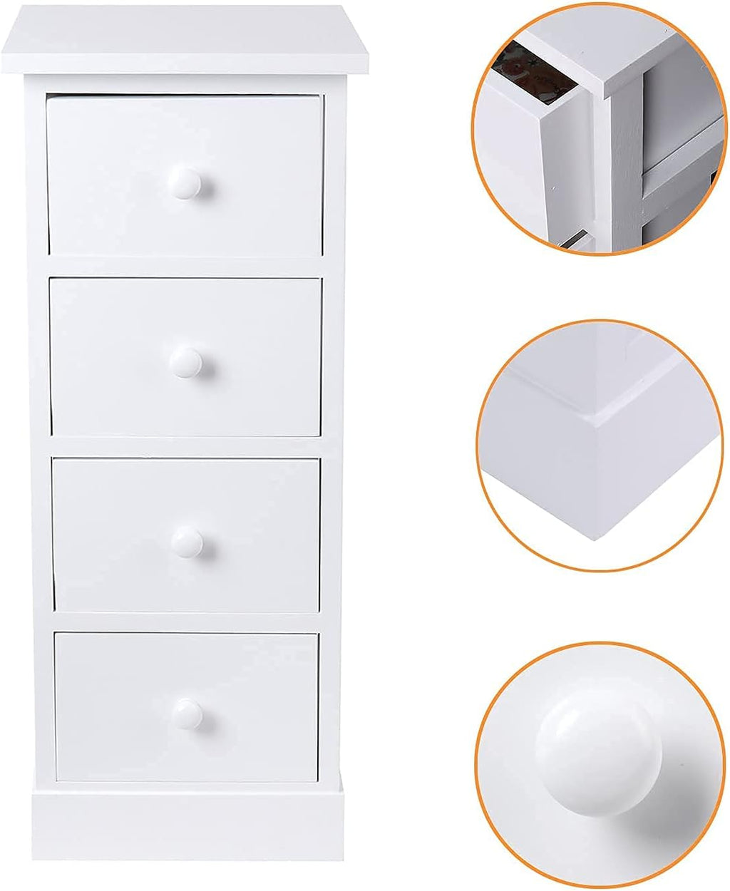 White 4 Drawer Wooden Bathroom Storage Cabinet Q438