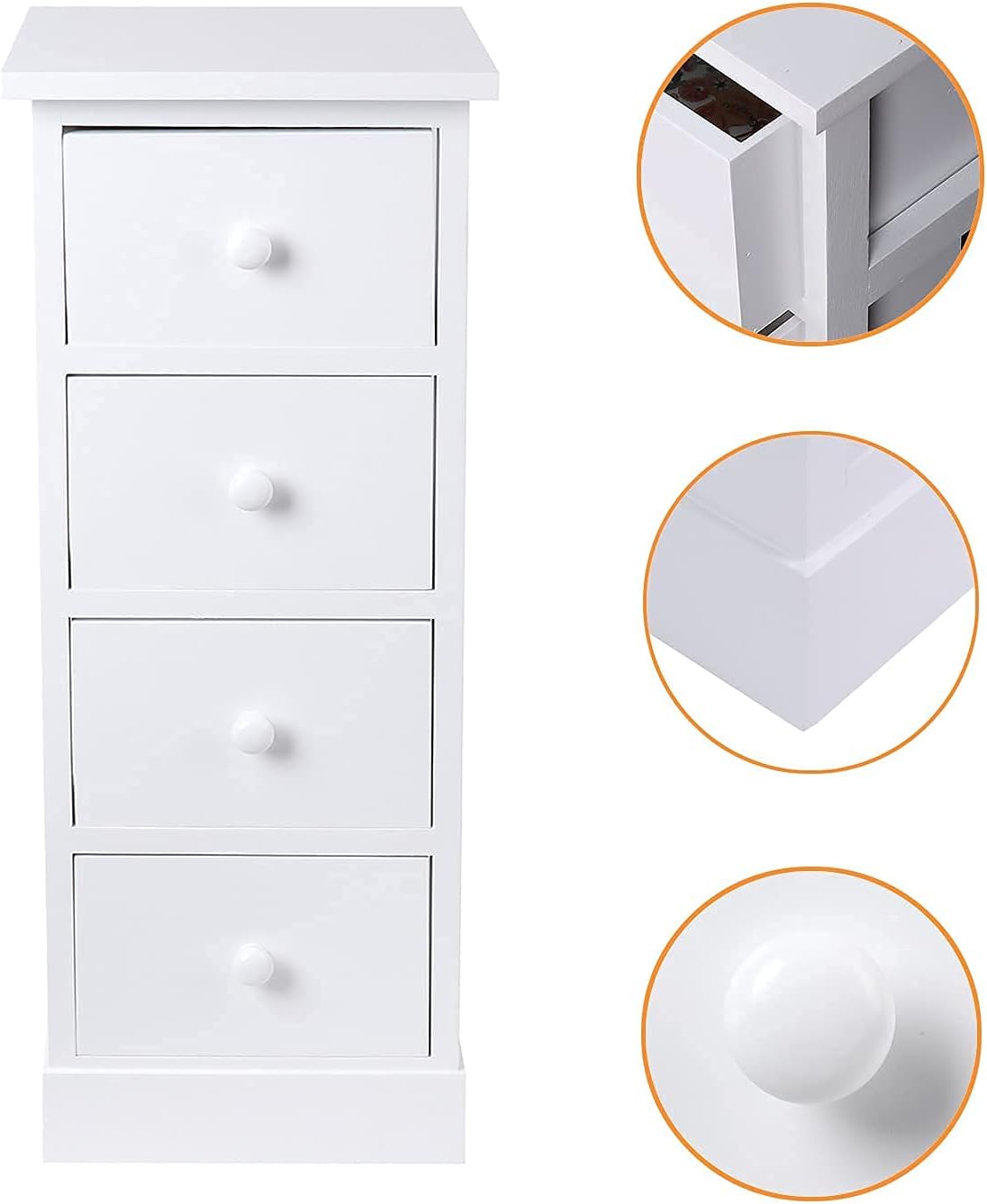 White 4 Drawer Wooden Bathroom Storage Cabinet Q438