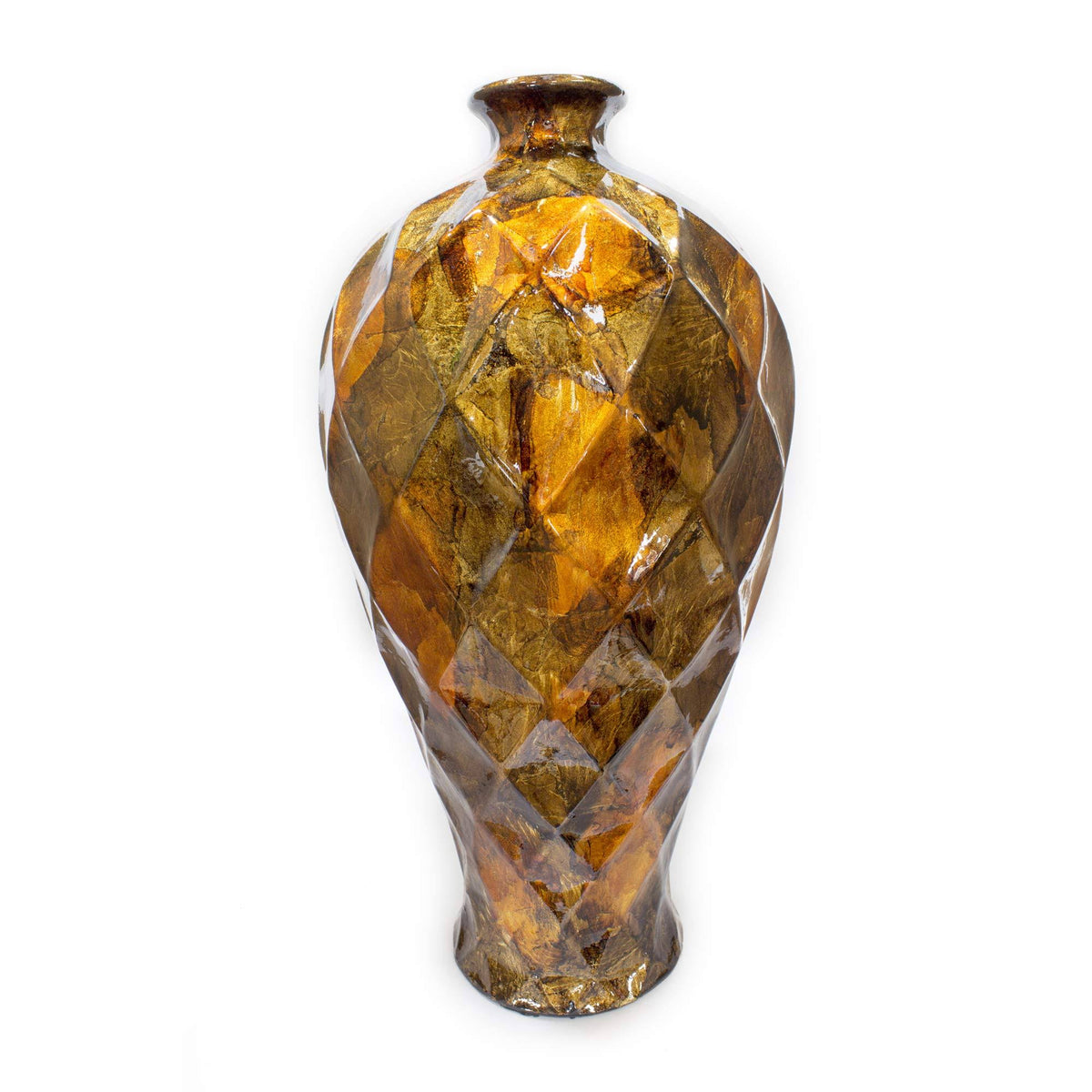 20 in. Gold Copper & Brown Floor Vase W23205