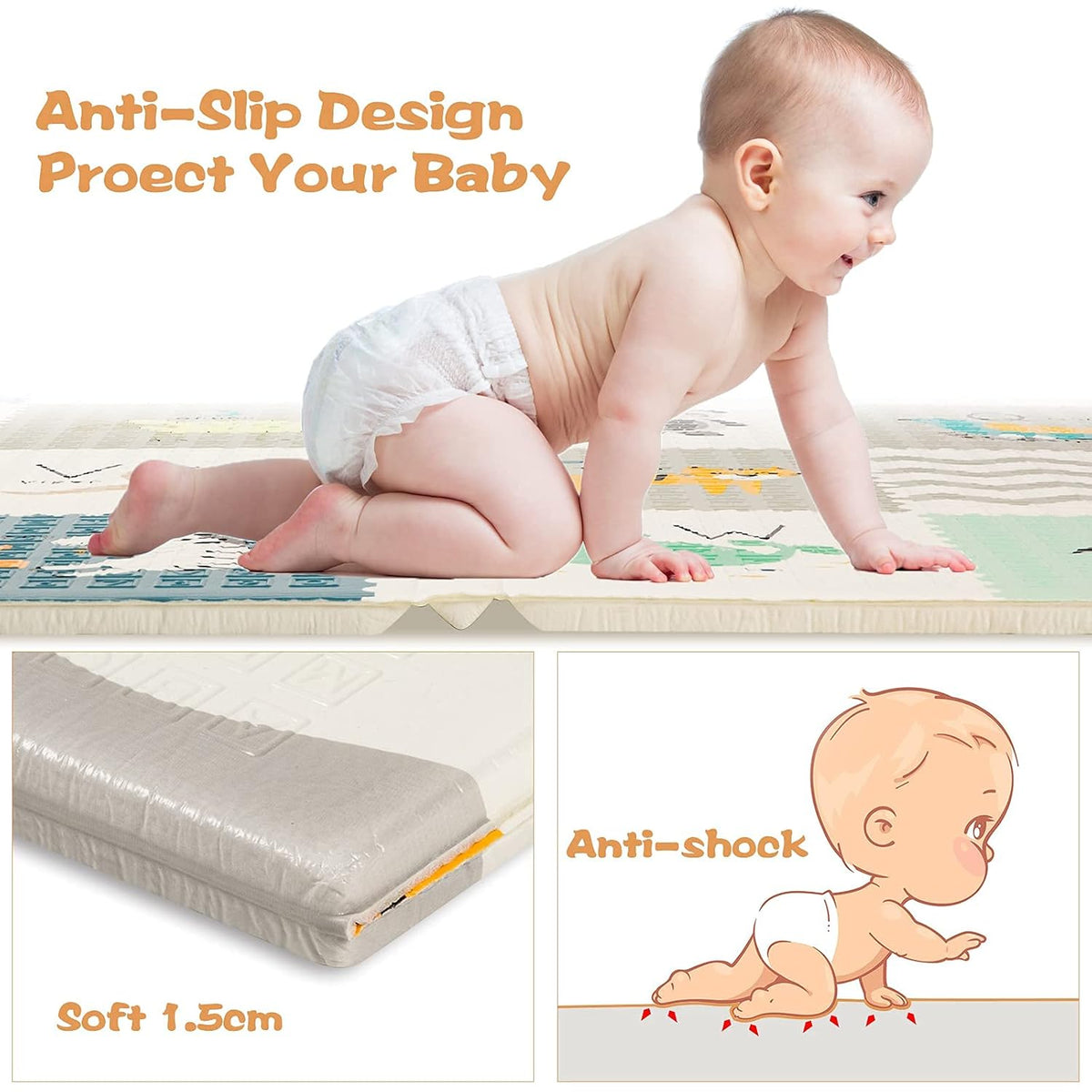 Extra Large Waterproof Foldable Baby Play Mat with Carry Bag R678735
