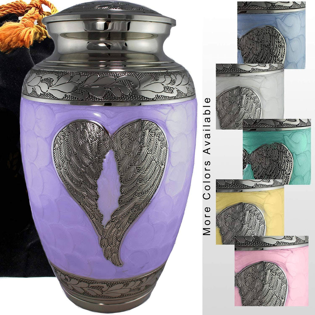 Lilac/Silver Angel Wings Cremation Urns P76242