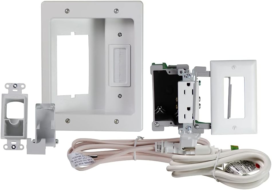 White Recessed In Wall TV Power Kit N589833
