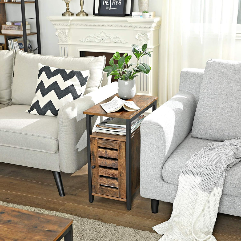 Rustic Brown Side Table with Open Shelf A102