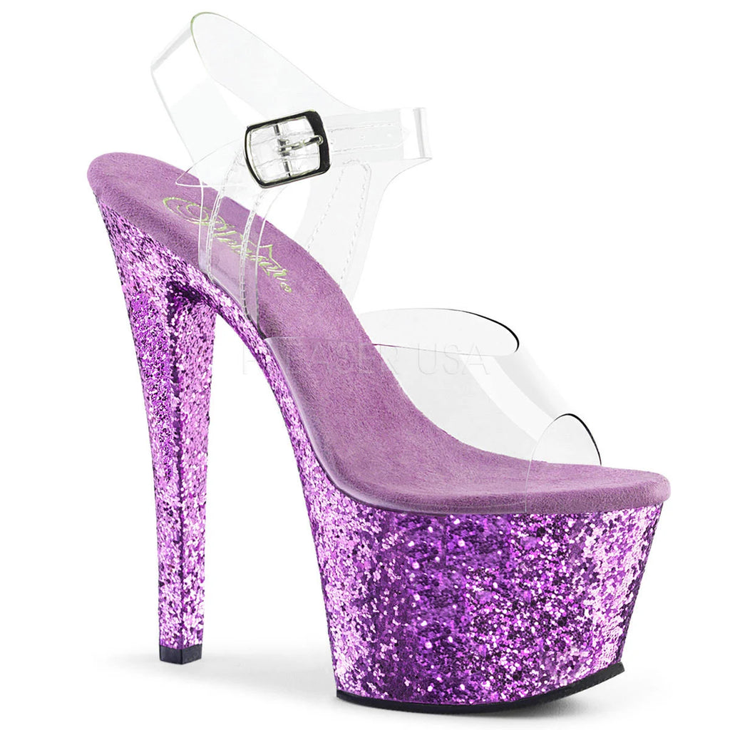 Clear Lavender Glitter Sandals L16645