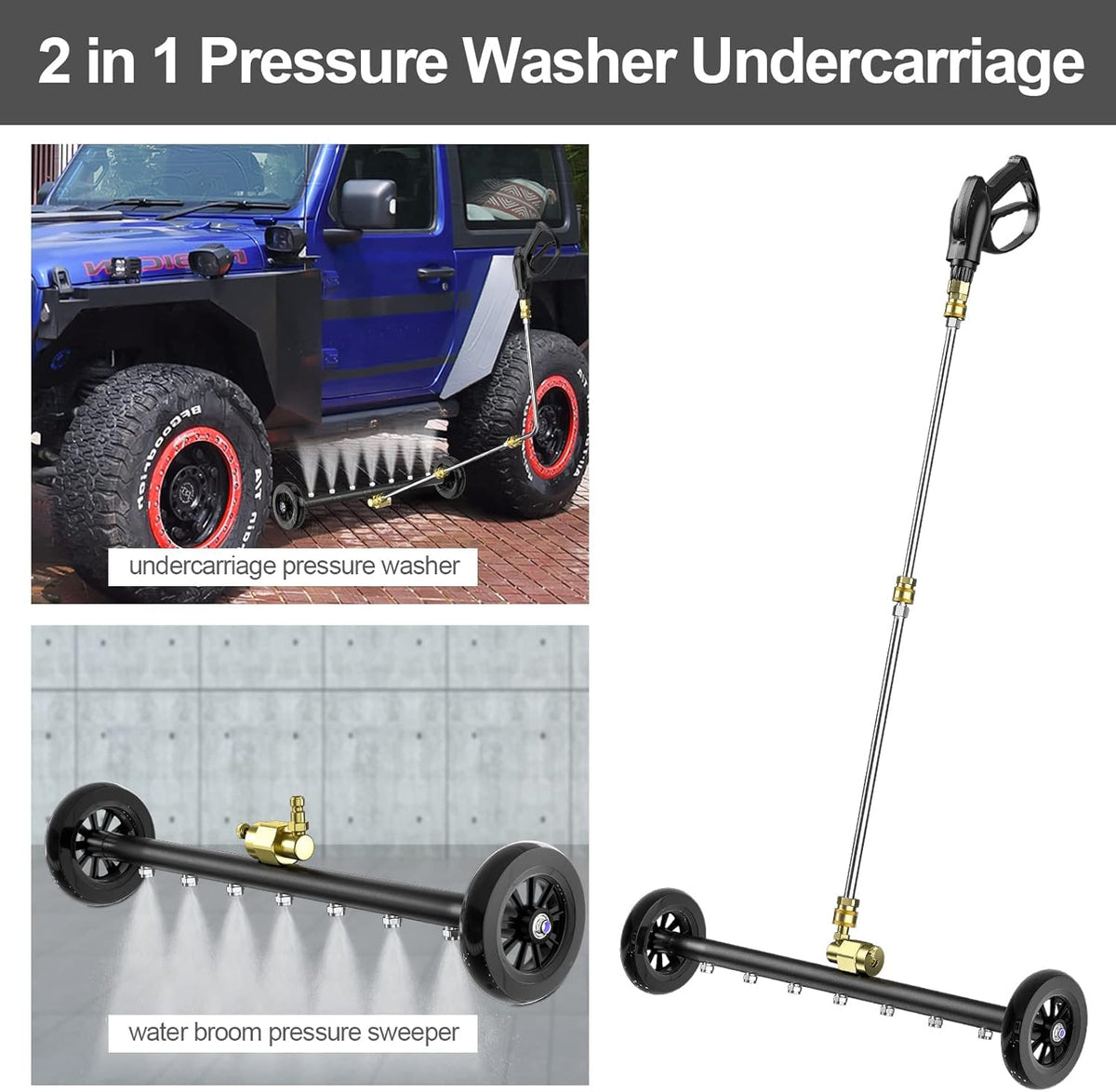 24 Inch Pressure Washer Water Broom with 3 Extension Wand S53748
