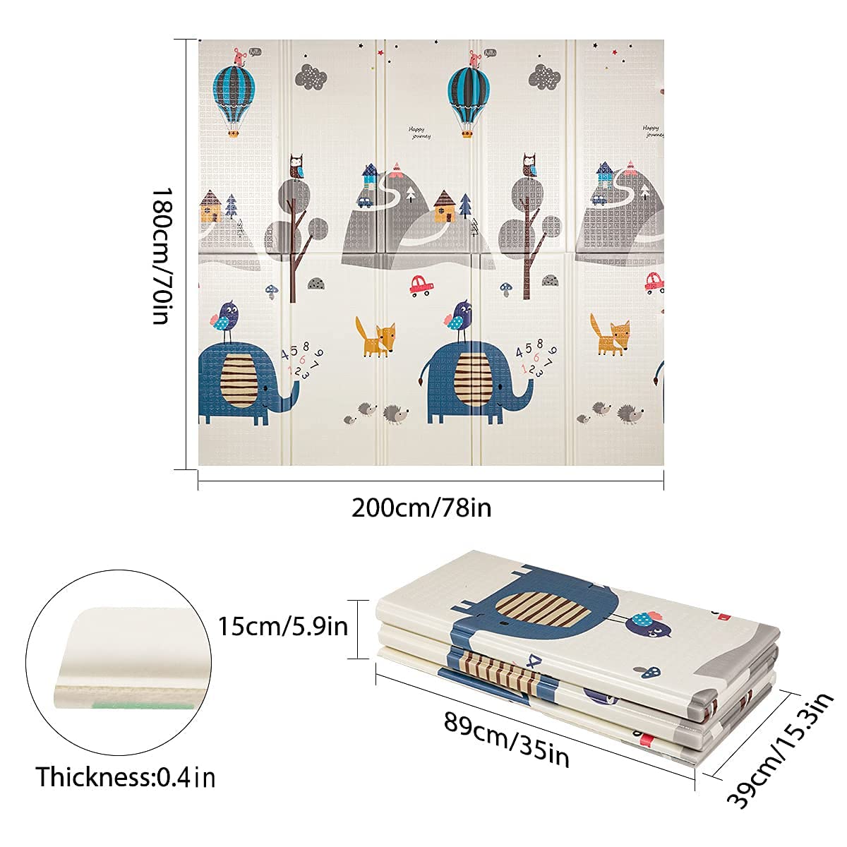 Extra Large Waterproof Foldable Baby Play Mat with Carry Bag R678735