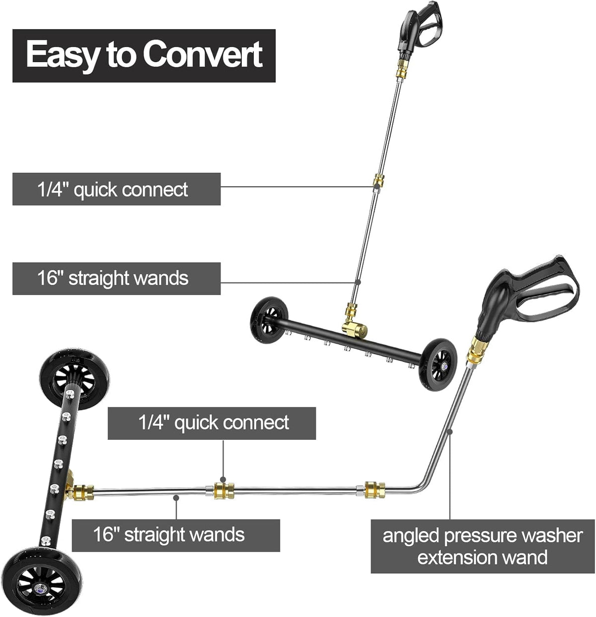 24 Inch Pressure Washer Water Broom with 3 Extension Wand S53748
