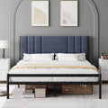 Full Platform Bed Frame with Velvet Headboard I268554