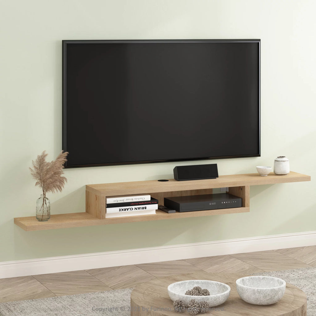Wall Mounted Floating Media Console, 72 inch, Marcy Oak Q220