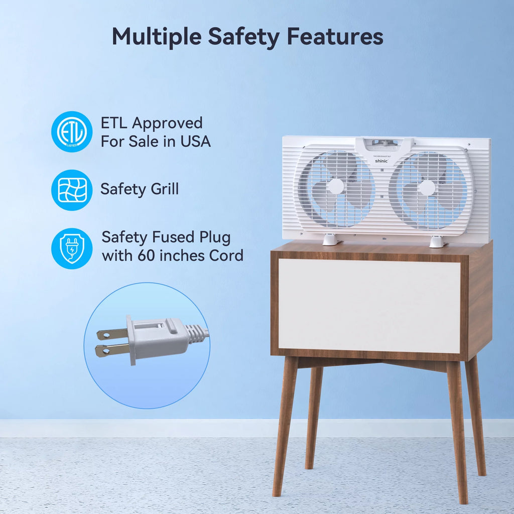 9 3-Speed Twin Window Fan with Bug Screen, White C963