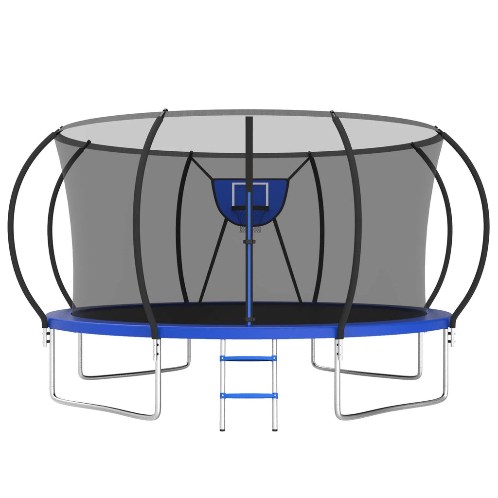 12FT Heavy Duty Trampoline with Enclosure and Basketball Hoop U887105
