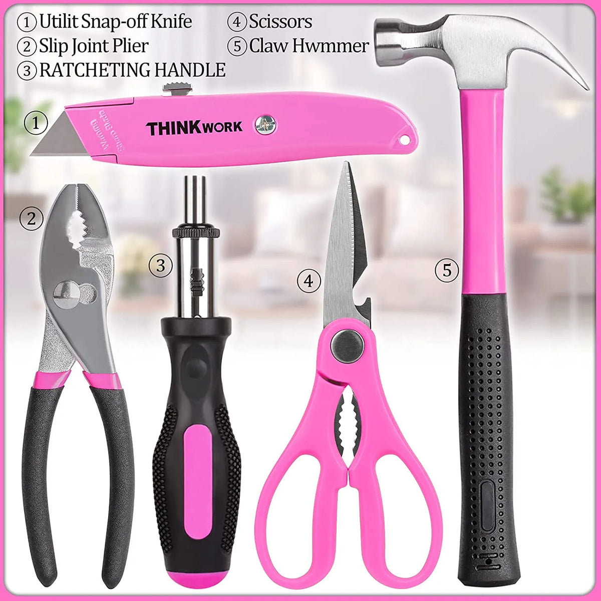 122-Piece Pink Tool Kit with 3.6V Electric Screwdriver R3170