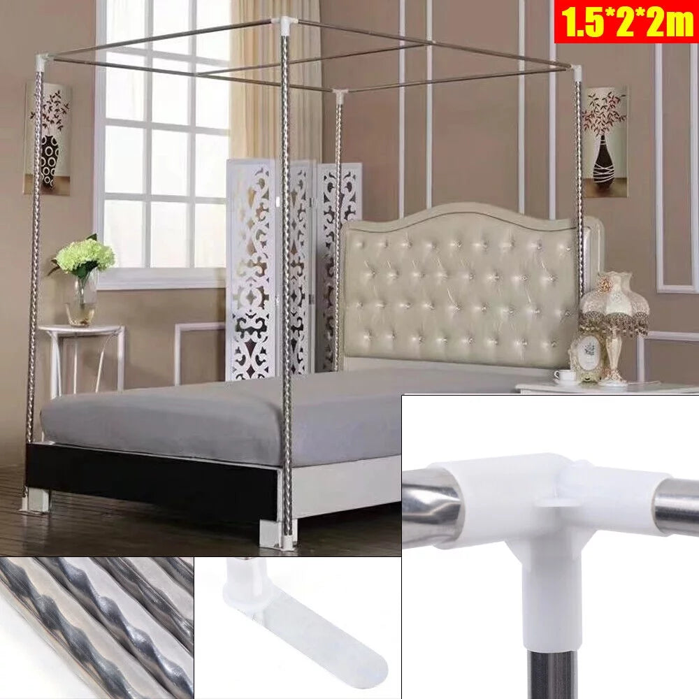 Detachable Silver Stainless Steel Bedding Canopy Frame E901